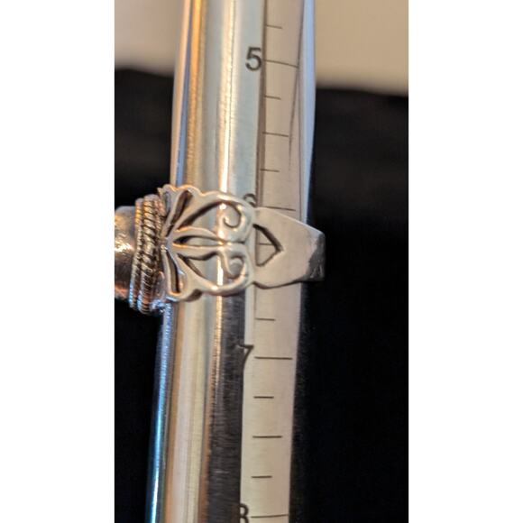 925 Sterling Filigree Rainbow Calsilica Stone Ring Size 6.25 - Picture 8 of 10
